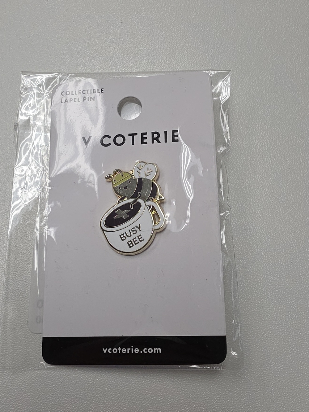 FIGS SCRUBA Busy Bee v Coterie Enamel Lapel Pin - Black, White & Gold